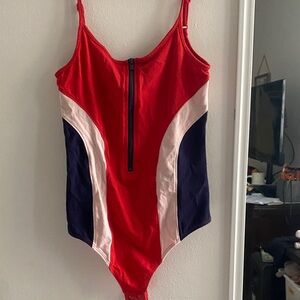Express Red and Navy Bodysuit